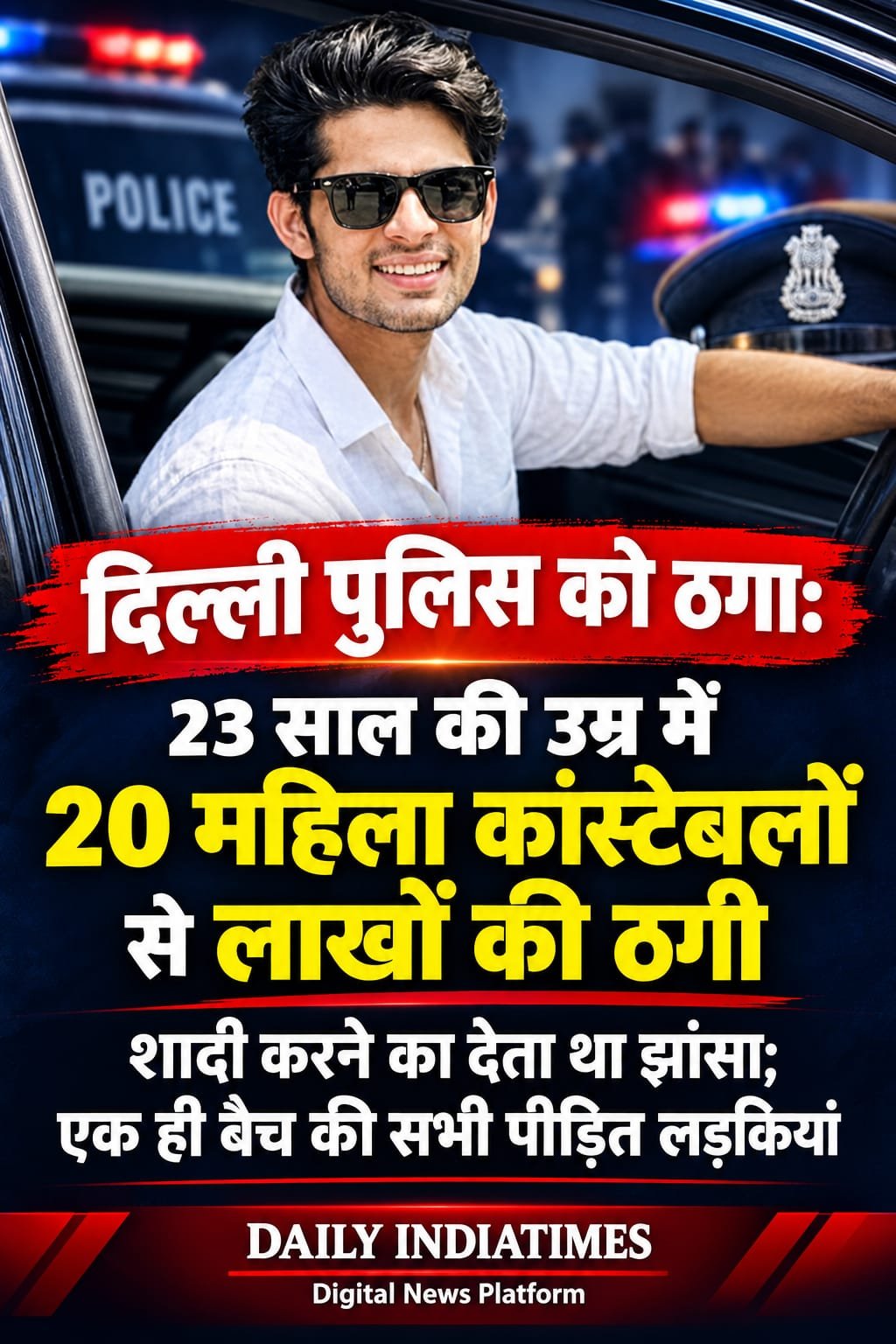दिल्ली पुलिस ठगी गई: 23 साल की उम्र में 20 महिला कांस्टेबलों से लाखों की ठगी, शादी करने का देता था झांसा; एक ही बैच की सभी पीड़ित लड़कियां.. VISHNU AGRAWAL, JOURNALIST, DAILY INDIATIMES