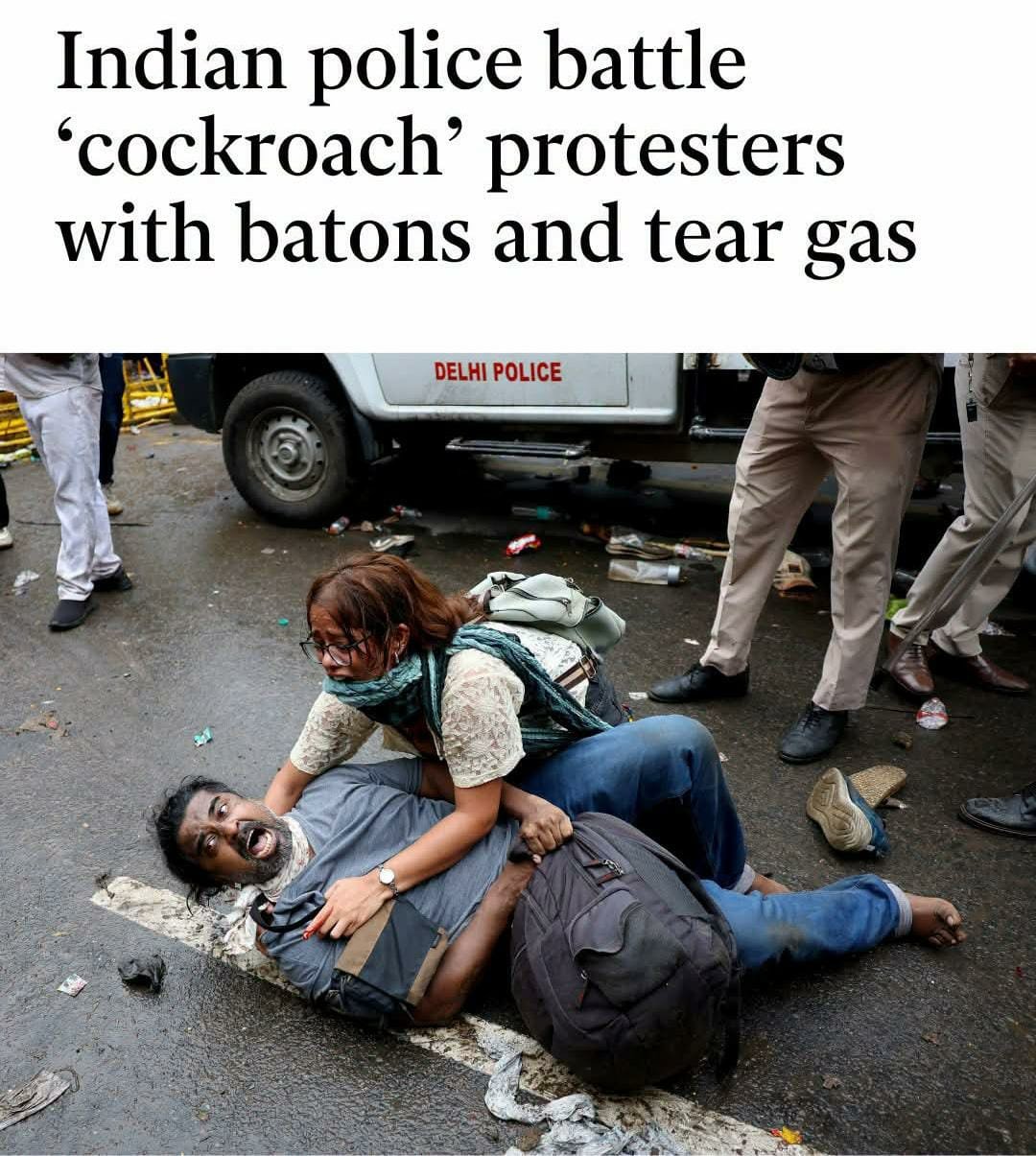 INDIA NEWS: In pictures: Police use batons and tear gas in clash with India’s ‘cockroach’ party in New Delhi